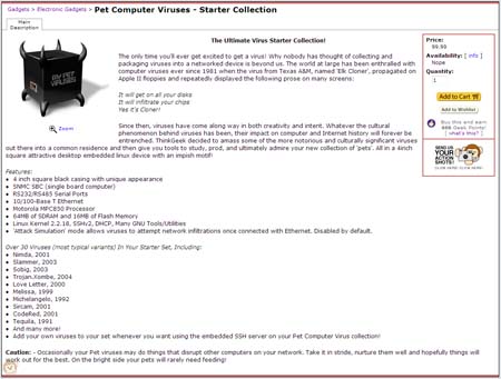 ThinkGeek PetViruses site